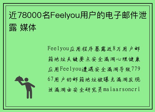 近78000名Feelyou用户的电子邮件泄露 媒体